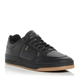 Saint Laurent Black Leather Sneakers with Gum Sole